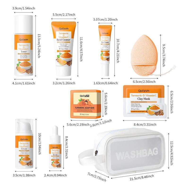 Hydrating Turmeric Skin Care Set – 12-Piece Glow Kit for Women
